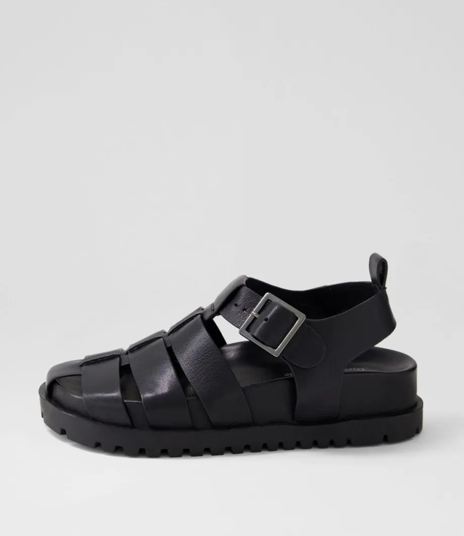 Ulycia Black Leather Sandals