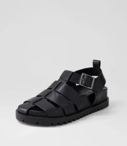 Ulycia Black Leather Sandals