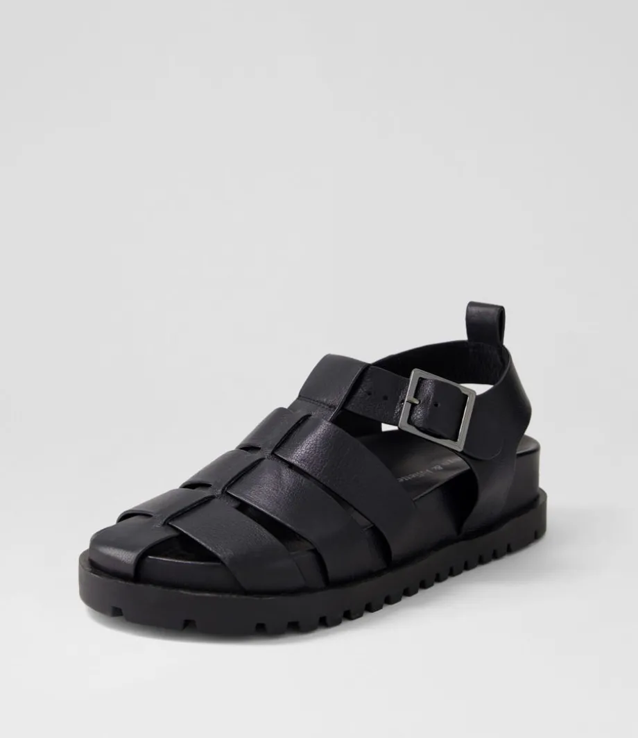 Ulycia Black Leather Sandals