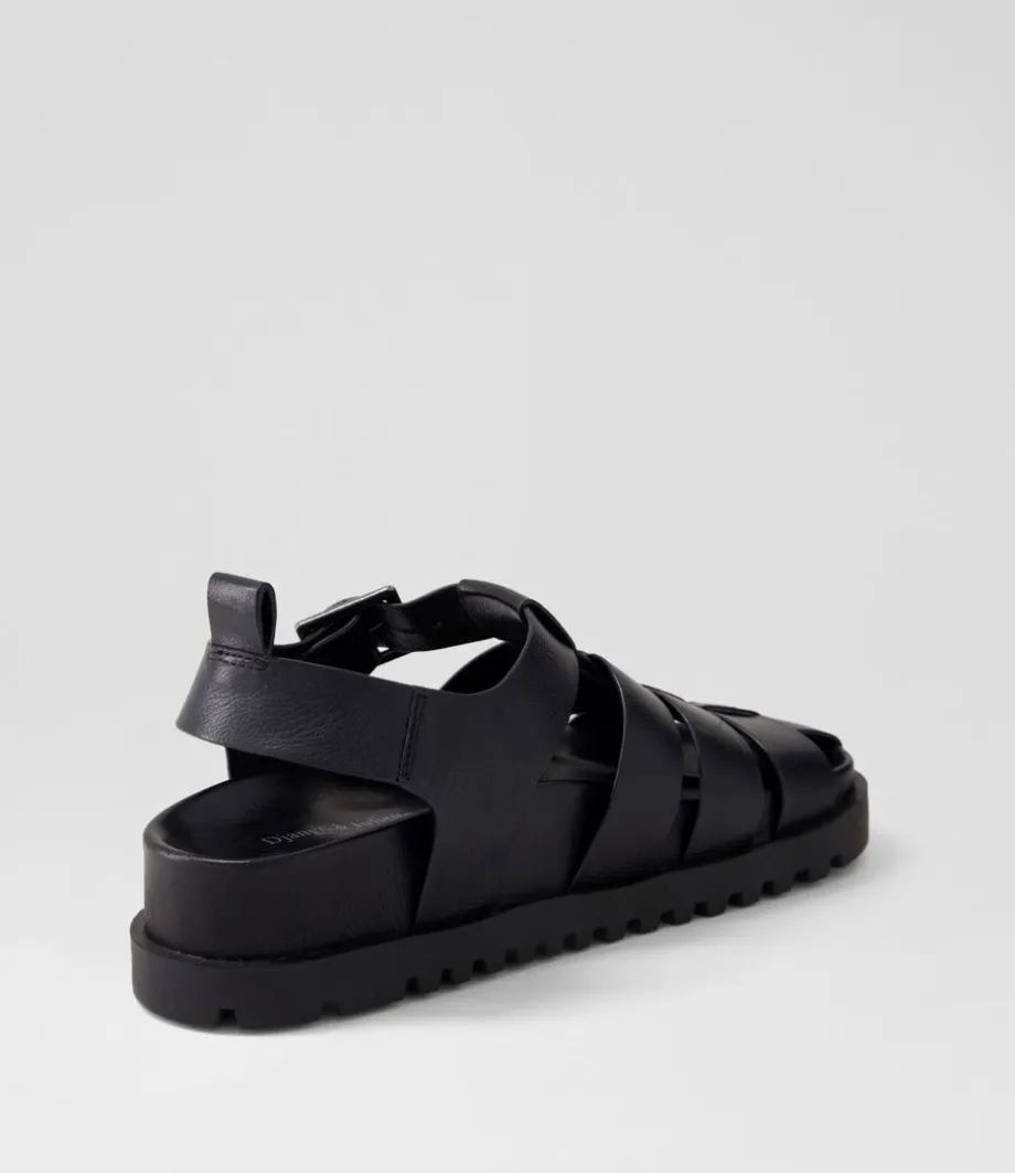 Ulycia Black Leather Sandals