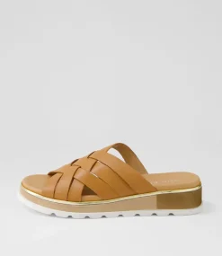 Ulysza Dark Tan Leather Slides