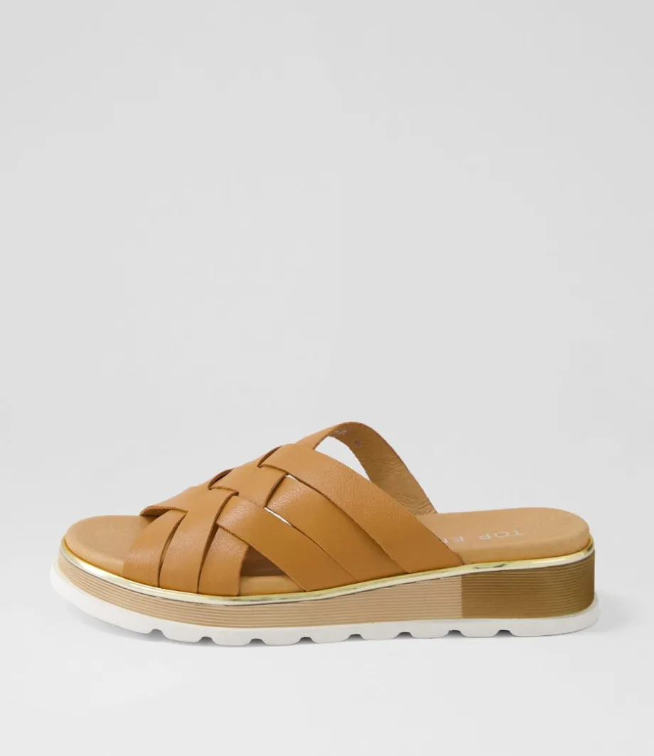 Ulysza Dark Tan Leather Slides