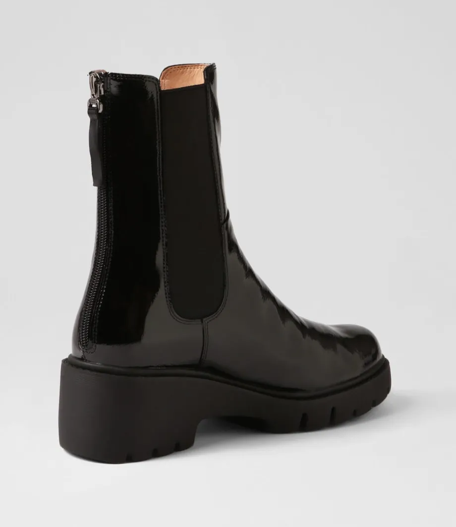 Unita Black Patent Leather Chelsea Boots