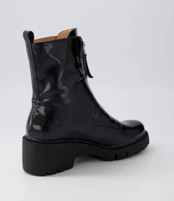 Uruba Black Patent Leather Ankle Boots