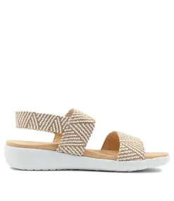 Usaid W Natural White Woven Elastic Sandals