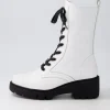 Ustern White Black Leather Calf Boots