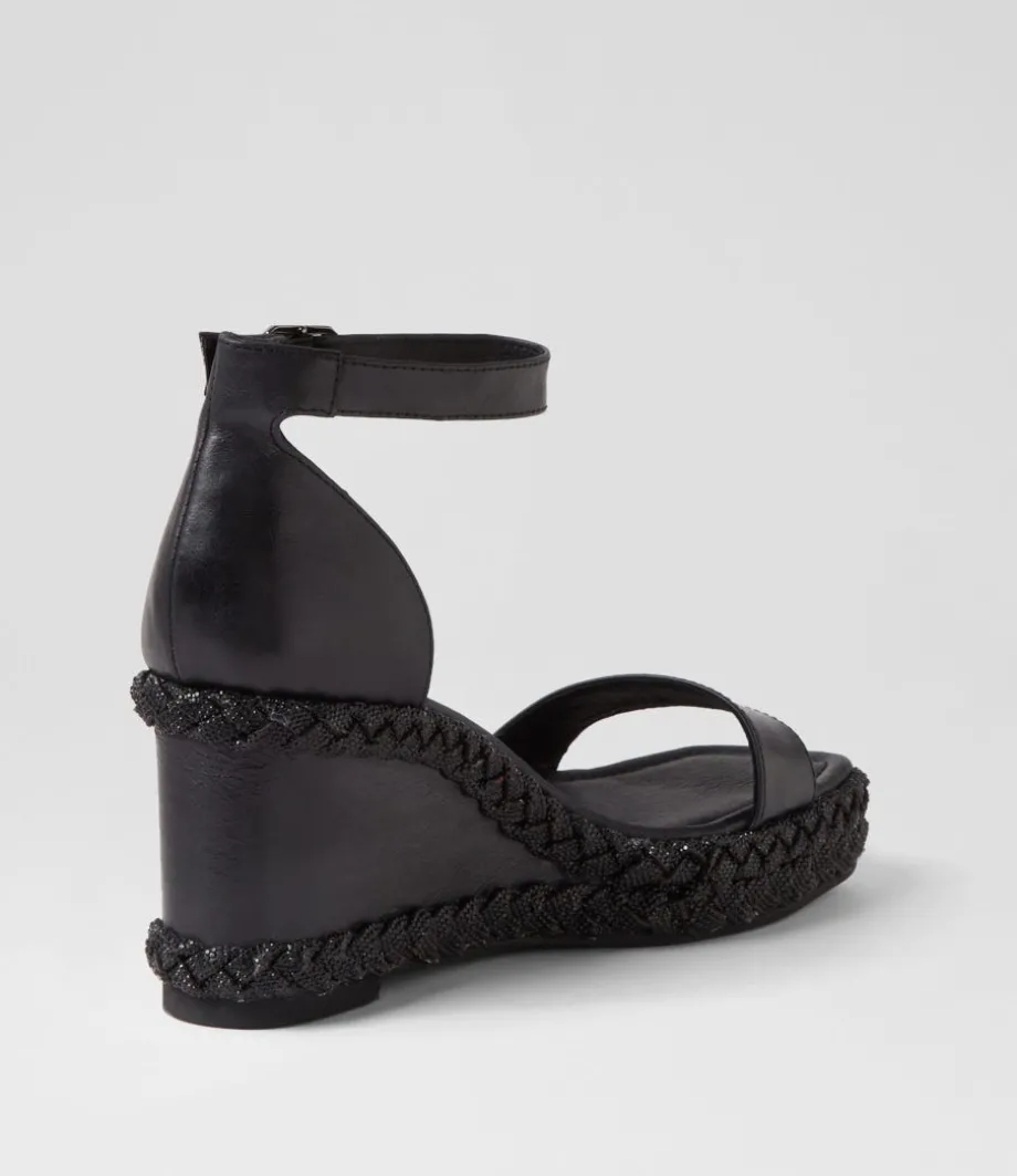 Vangie Black Leather Sandals