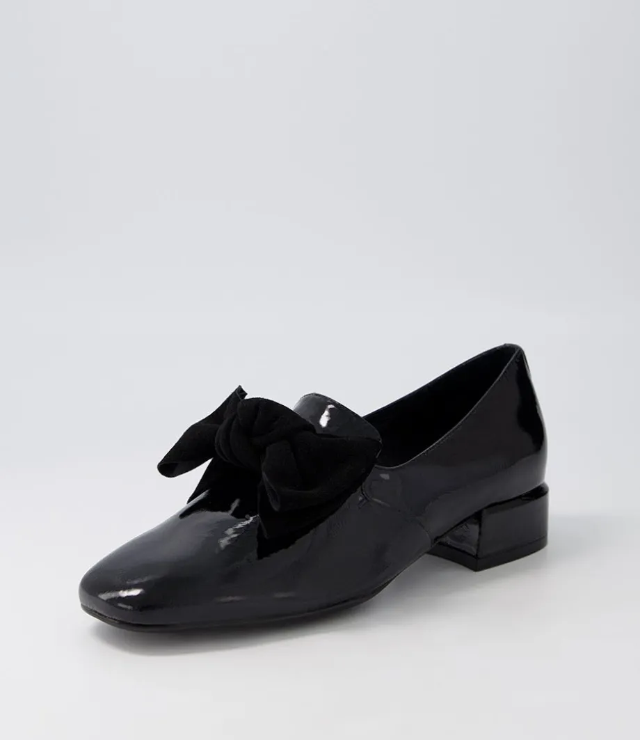 Varva Black Patent Suede Heels