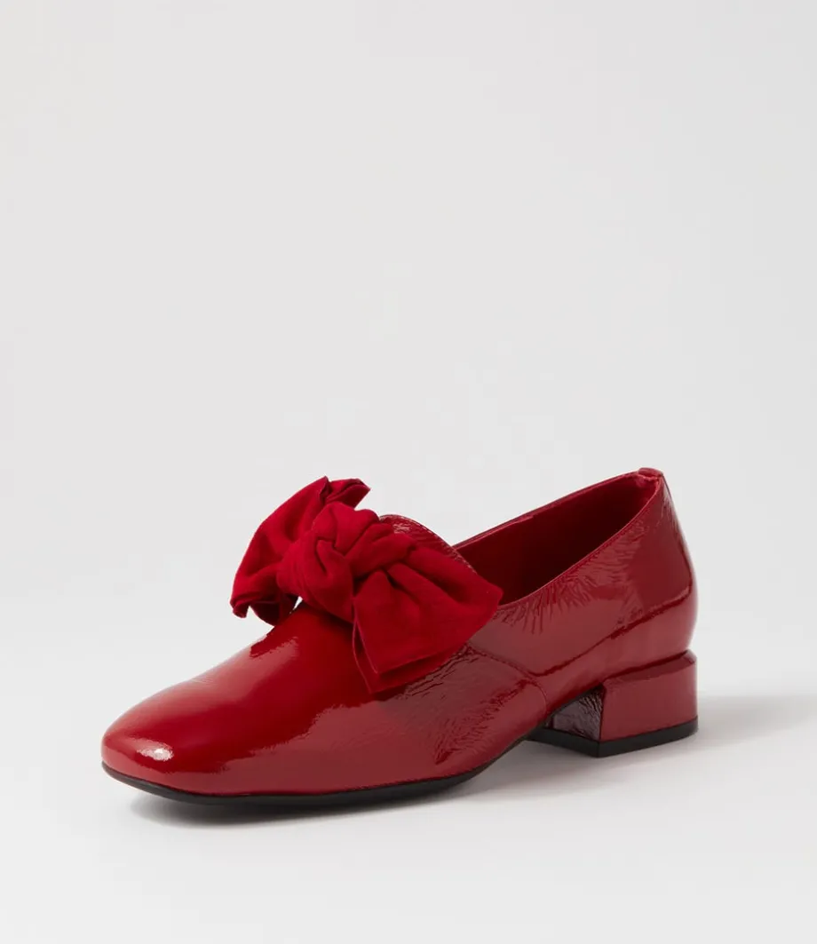 Varva Dark Red Patent Suede Heels