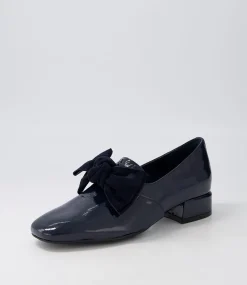 Varva Navy Patent Suede Heels