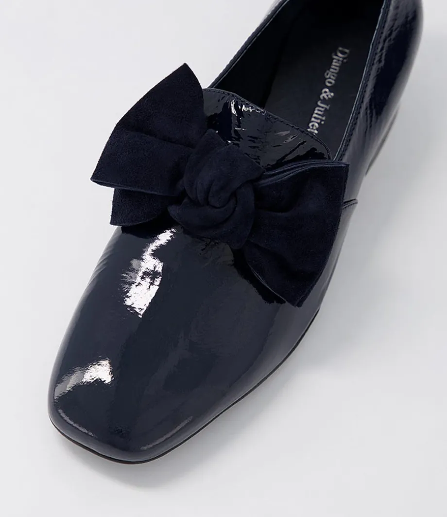 Varva Navy Patent Suede Heels