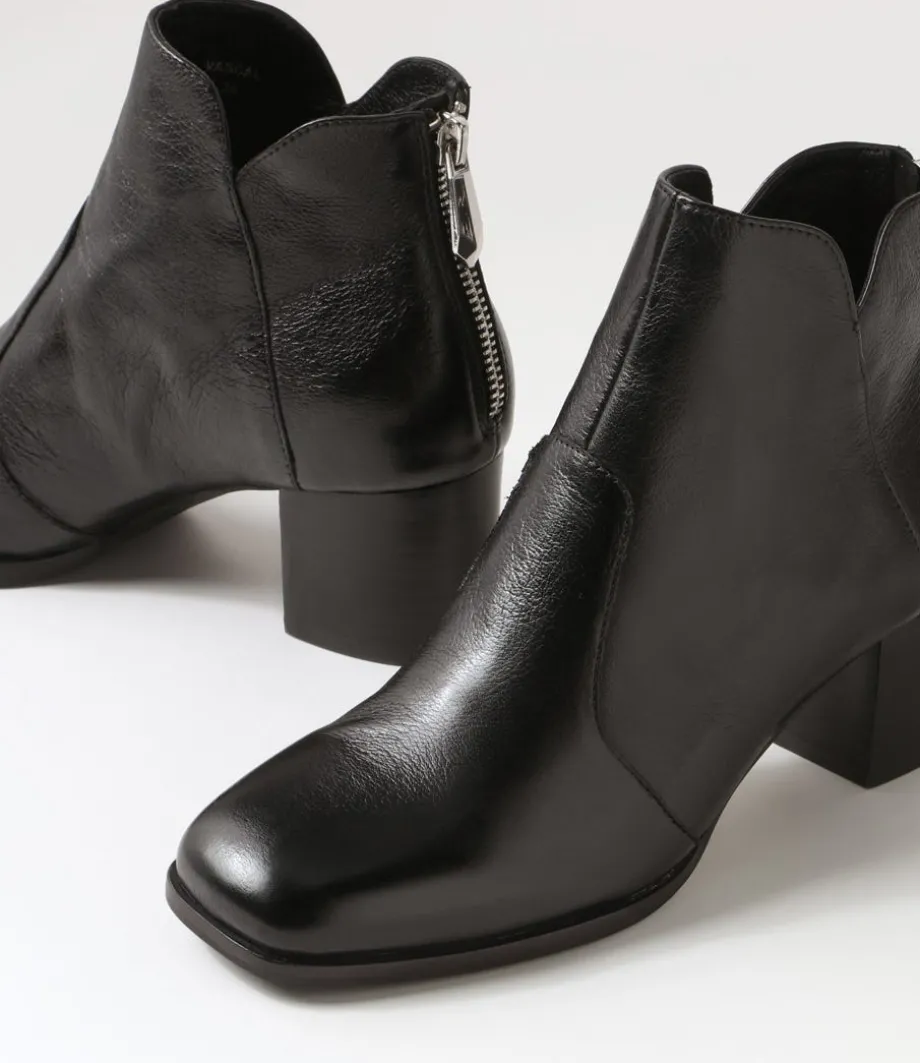 Vascal Black Leather Ankle Boots