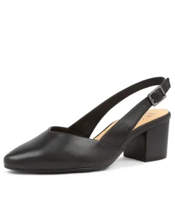 Veera Xw Black Leather Heels