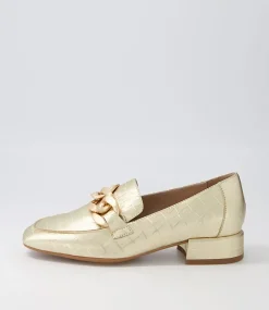 Vivandy Gold Croc Leather Heels