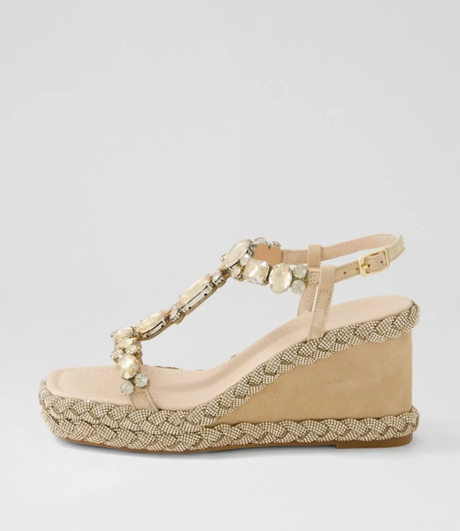 Vontey Latte Suede Jewels Sandals