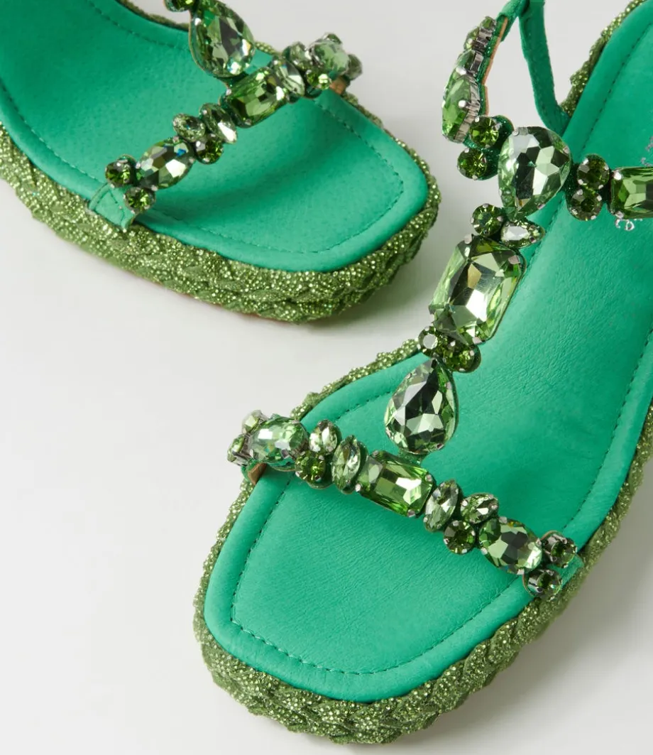 Vontey Light Emerald Suede Jewels Sandals