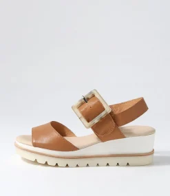 Wacie Dark Tan Leather Sandals