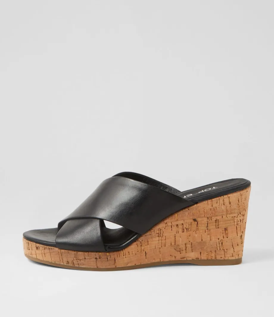 Wevie Black Leather Sandals