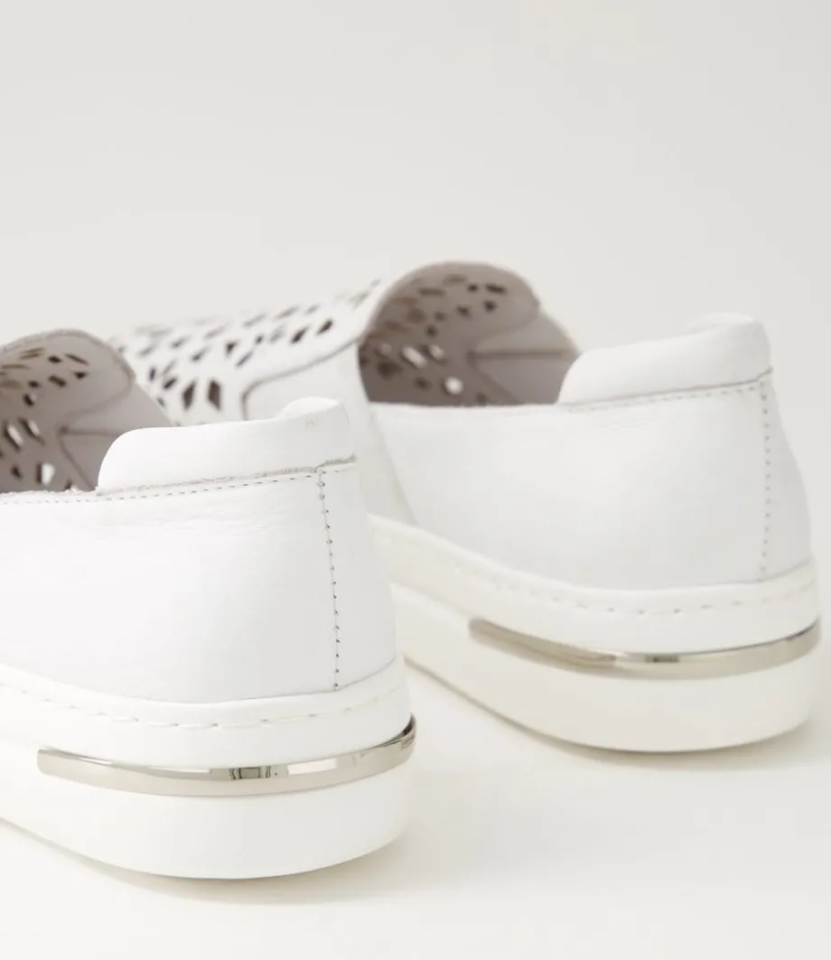 Willett White Leather Elastic Sneakers