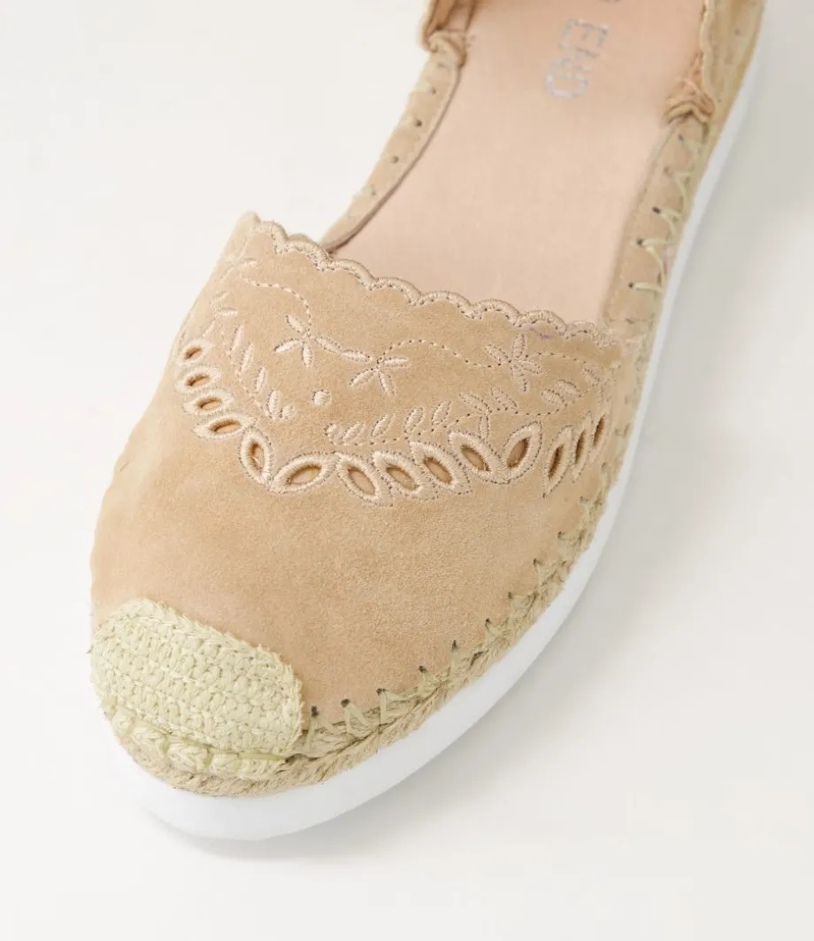 Witteny Latte Tan Suede Leather Espadrilles