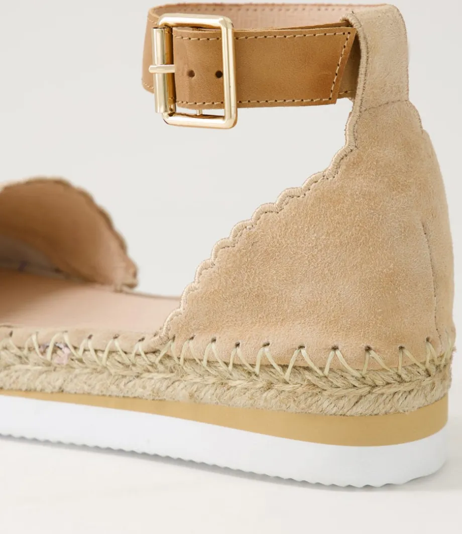 Witteny Latte Tan Suede Leather Espadrilles
