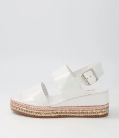 Xabbie White Shimmer Leather Espadrilles