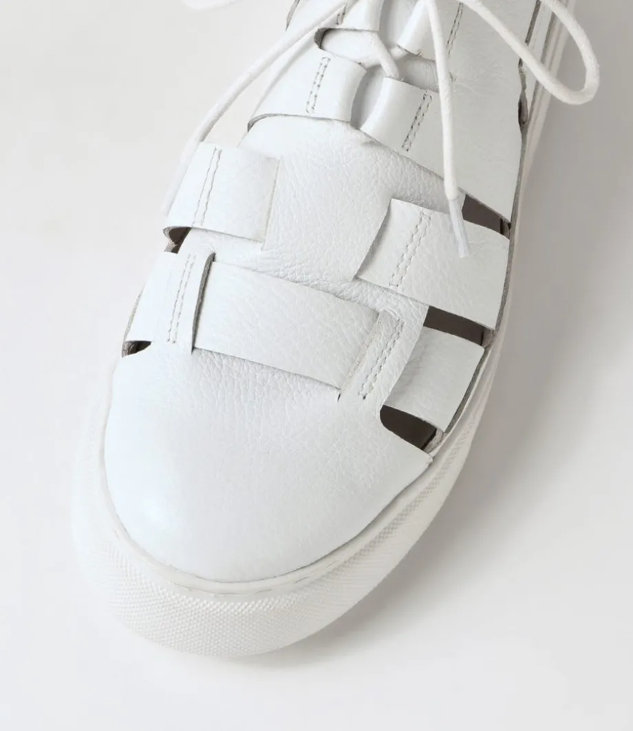 Yao White Leather Sneakers