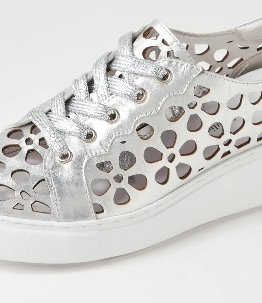 Yarry Silver White Leather Sneakers