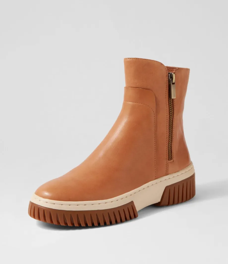 Yeliza Tan Vanilla Gum Sole Leather Ankle Boots