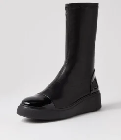 Yiggy Black Patent Stretch Calf Boots