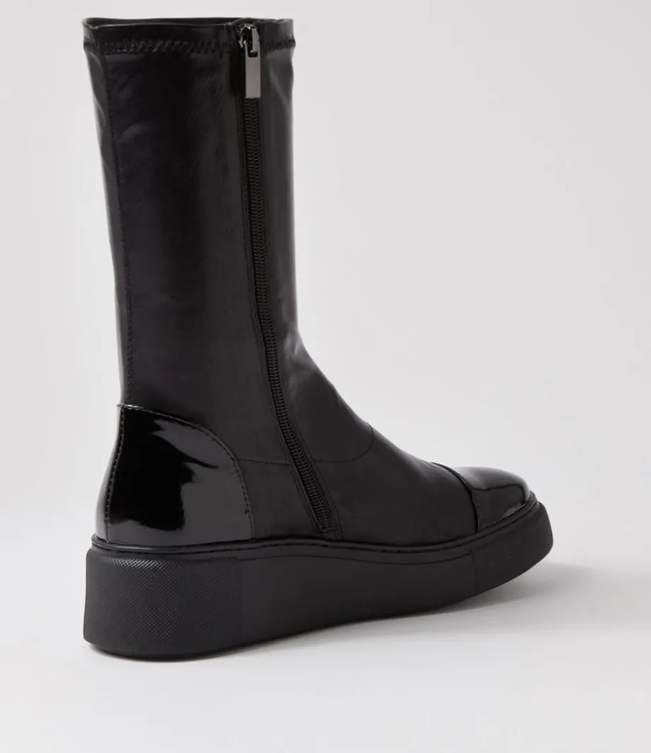 Yiggy Black Patent Stretch Calf Boots
