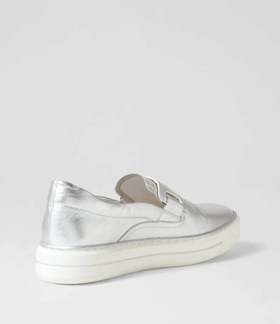 Yinnit Silver White Leather Sneakers