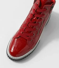 Yippie Dark Red White Patent Ankle Boots