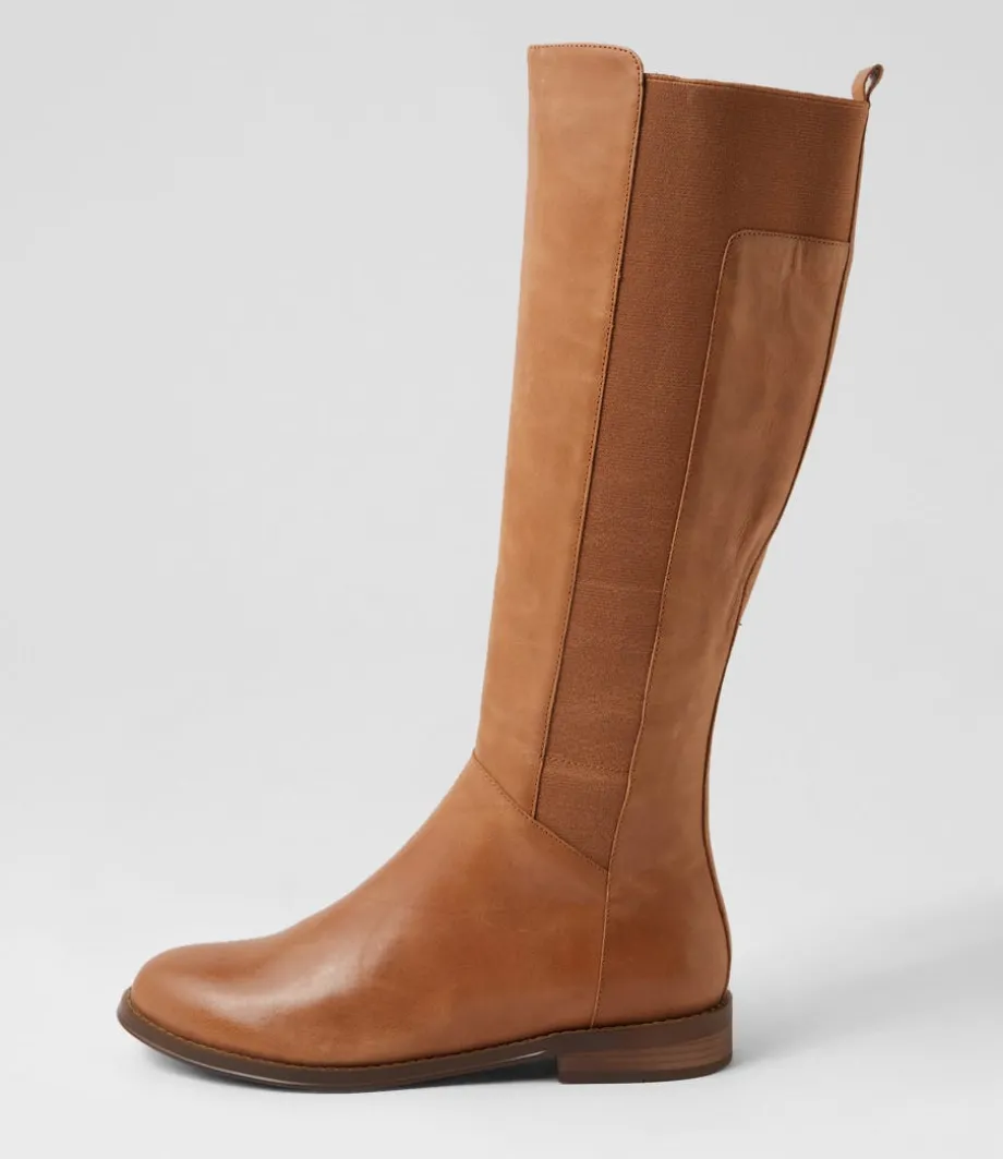 Youss Dark Tan Leather Knee High Boots