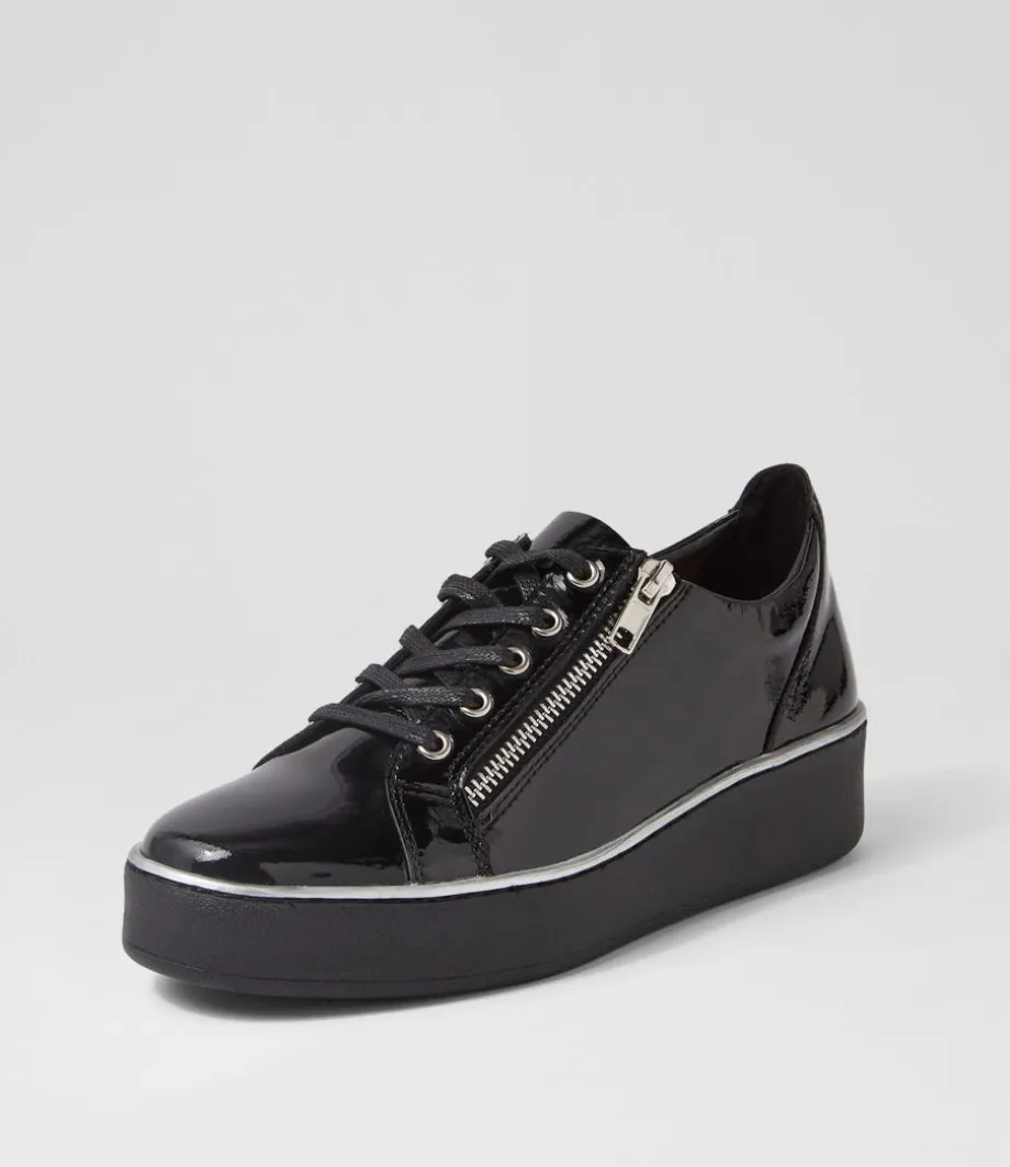Zissy W Black Wrinkle Patent Sneakers