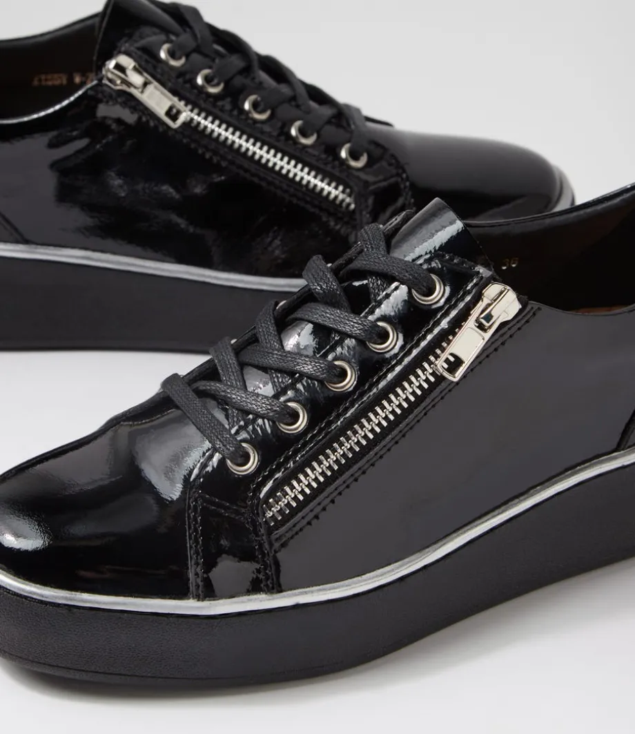 Zissy W Black Wrinkle Patent Sneakers