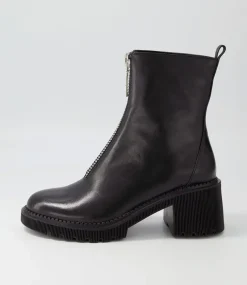 Zosia Black Leather Ankle Boots