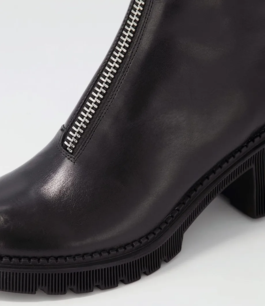 Zosia Black Leather Ankle Boots