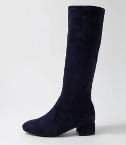 Zury W Navy Stretch Microsuede Knee High Boots