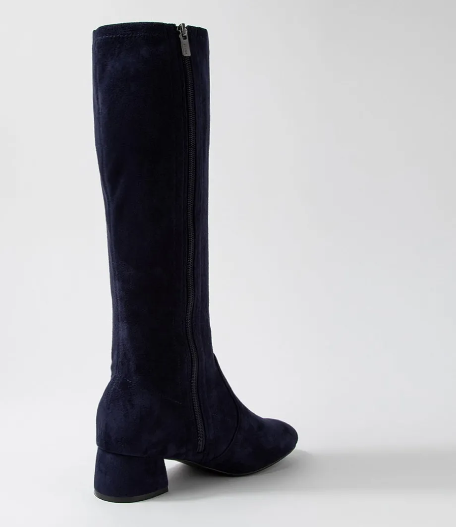 Zury W Navy Stretch Microsuede Knee High Boots
